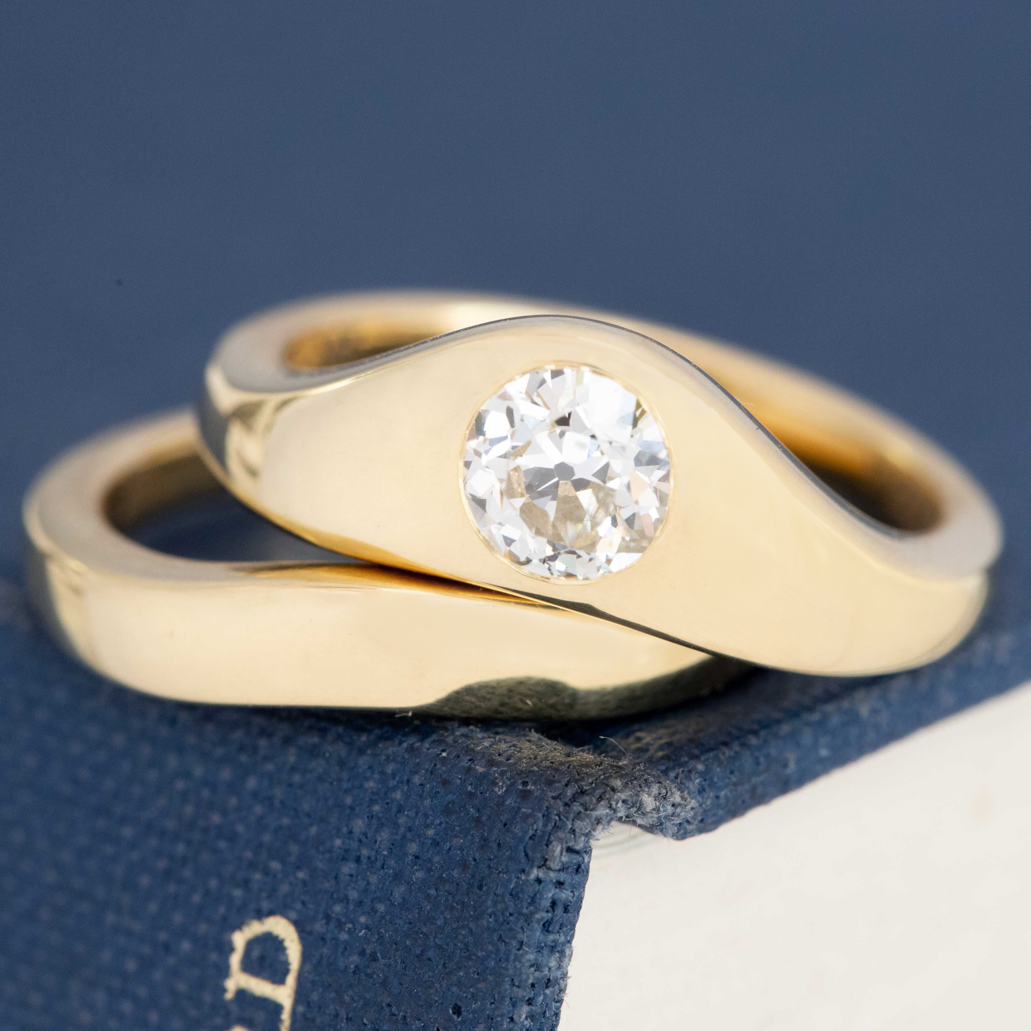 .65ct Old European Cut Diamond Wedding Set, GIA K VS2