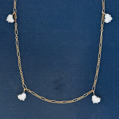 .80ctw Heart Step Cut Diamond Station Necklace