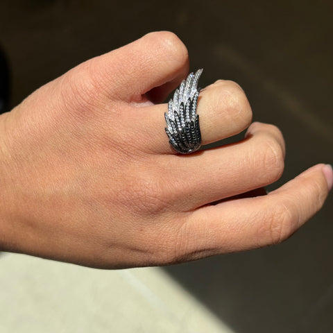 Black & White Diamond Wing Ring, by Garrard