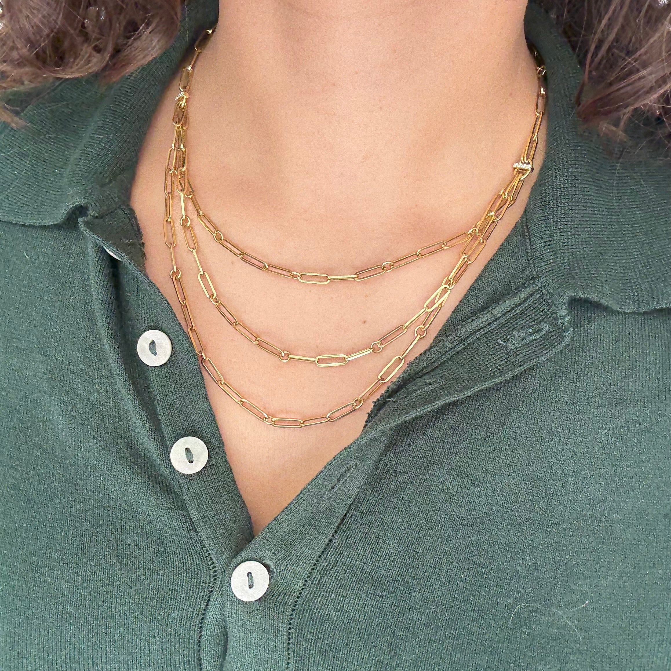 Triple Row Paperclip Bib Necklace, by Roberto Coin