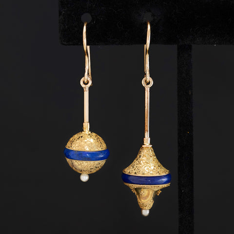Etruscan Enamel Shoulder Duster Earrings