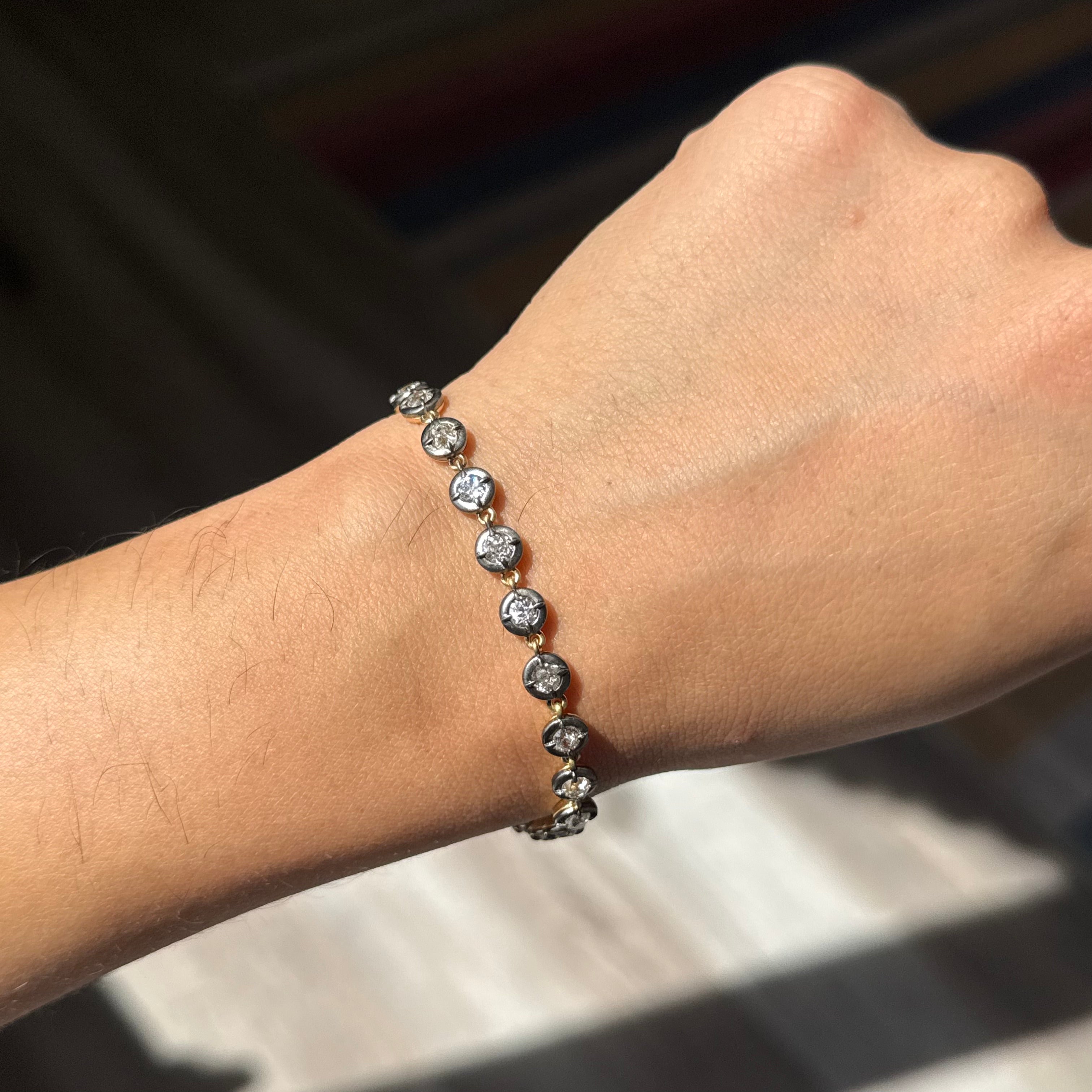 4.01ctw Old European Cut Diamond Collet Tennis Bracelet