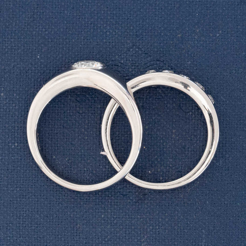 .98ct Old European Cut Diamond Wedding Set, GIA H VS1