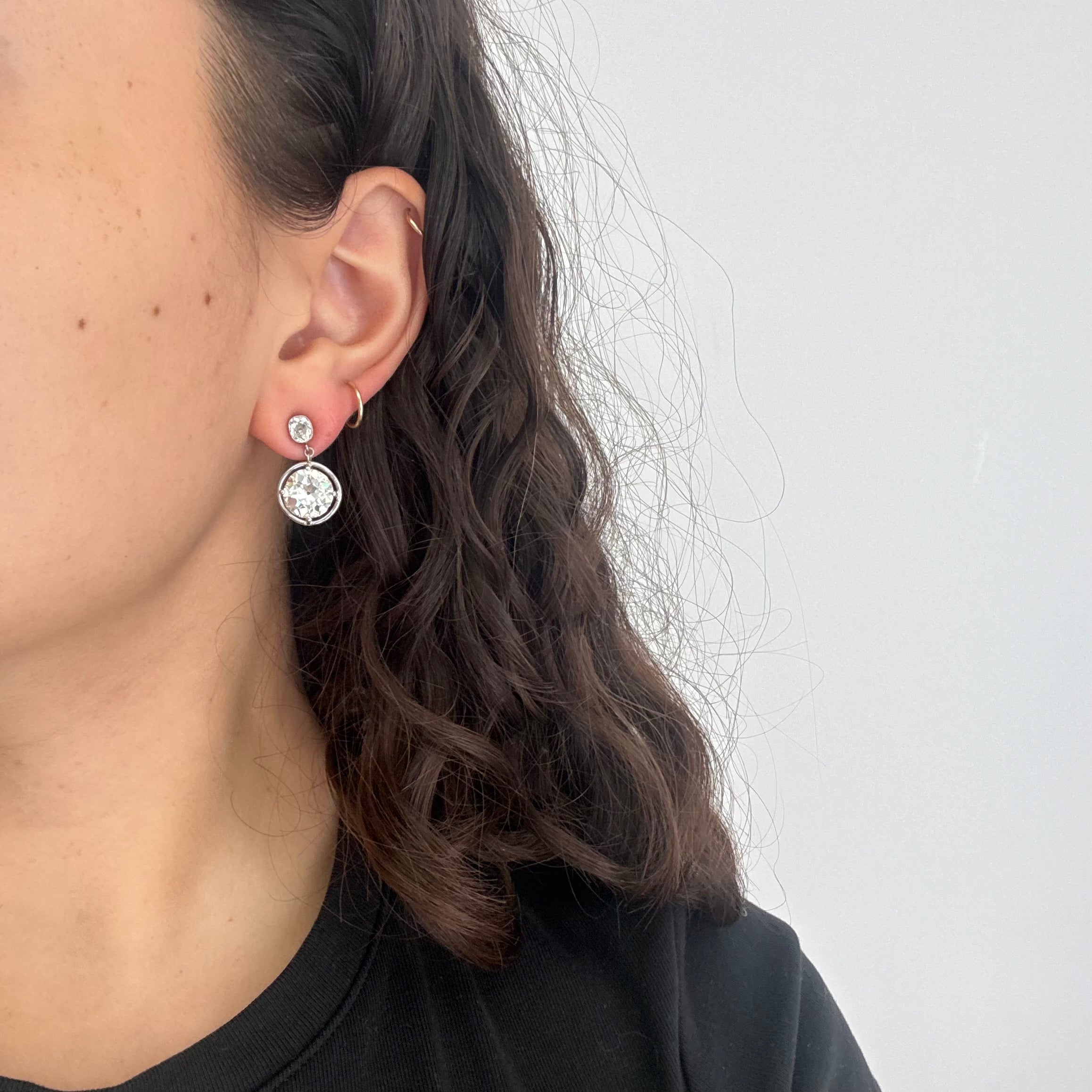 7.80ctw Art Deco Double Diamond Drop Earrings