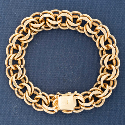 Vintage Wide Double Link Chain Bracelet