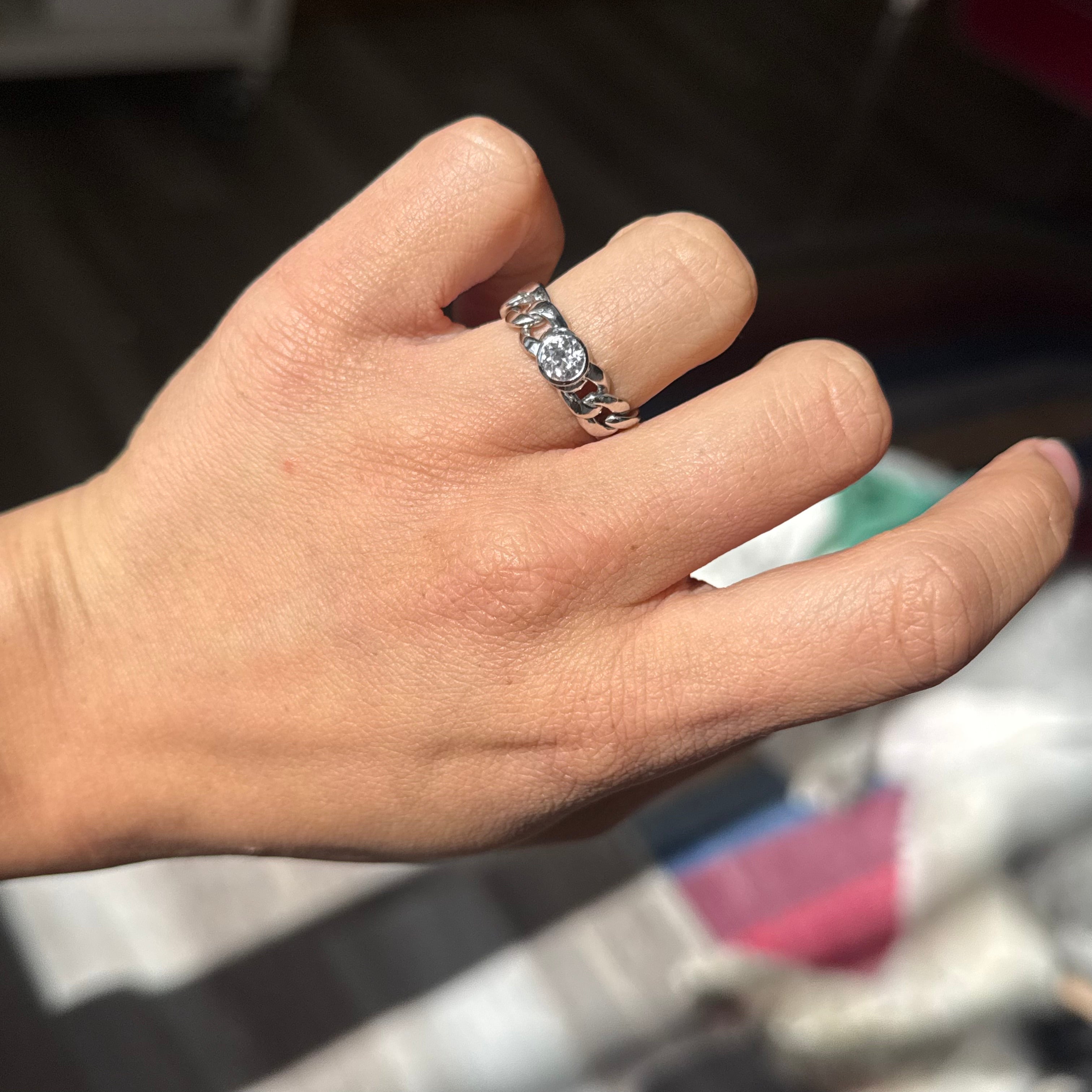 .58ct Old European Cut Diamond Bezel Chain Ring