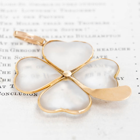 Vintage Rock Crystal Four Leaf Clover Pendant