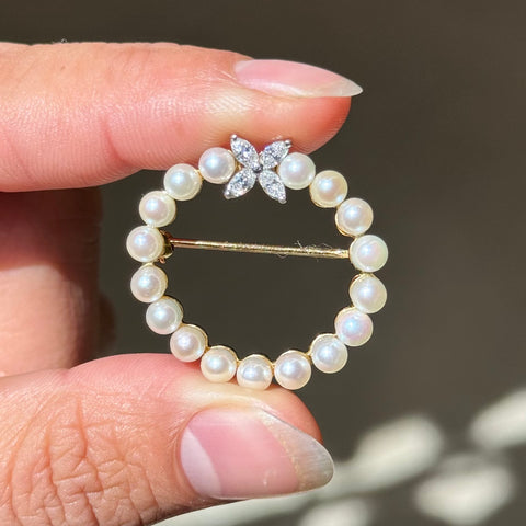 Vintage Diamond & Pearl Brooch, by Tiffany & Co.