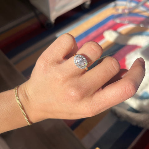 2.05ctw Faint Pink Marquise Cut Diamond Halo Ring