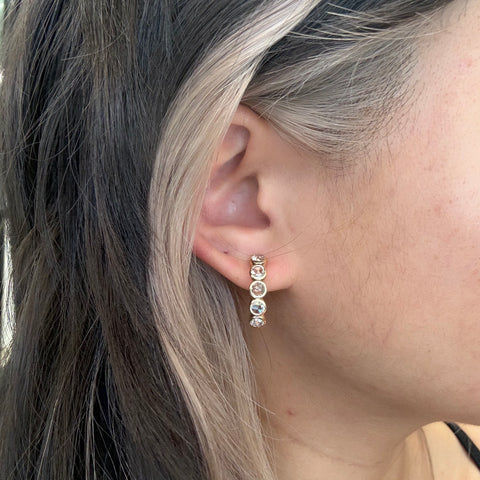 1.67ctw Rose Cut Diamond Bezel Hoop Earrings