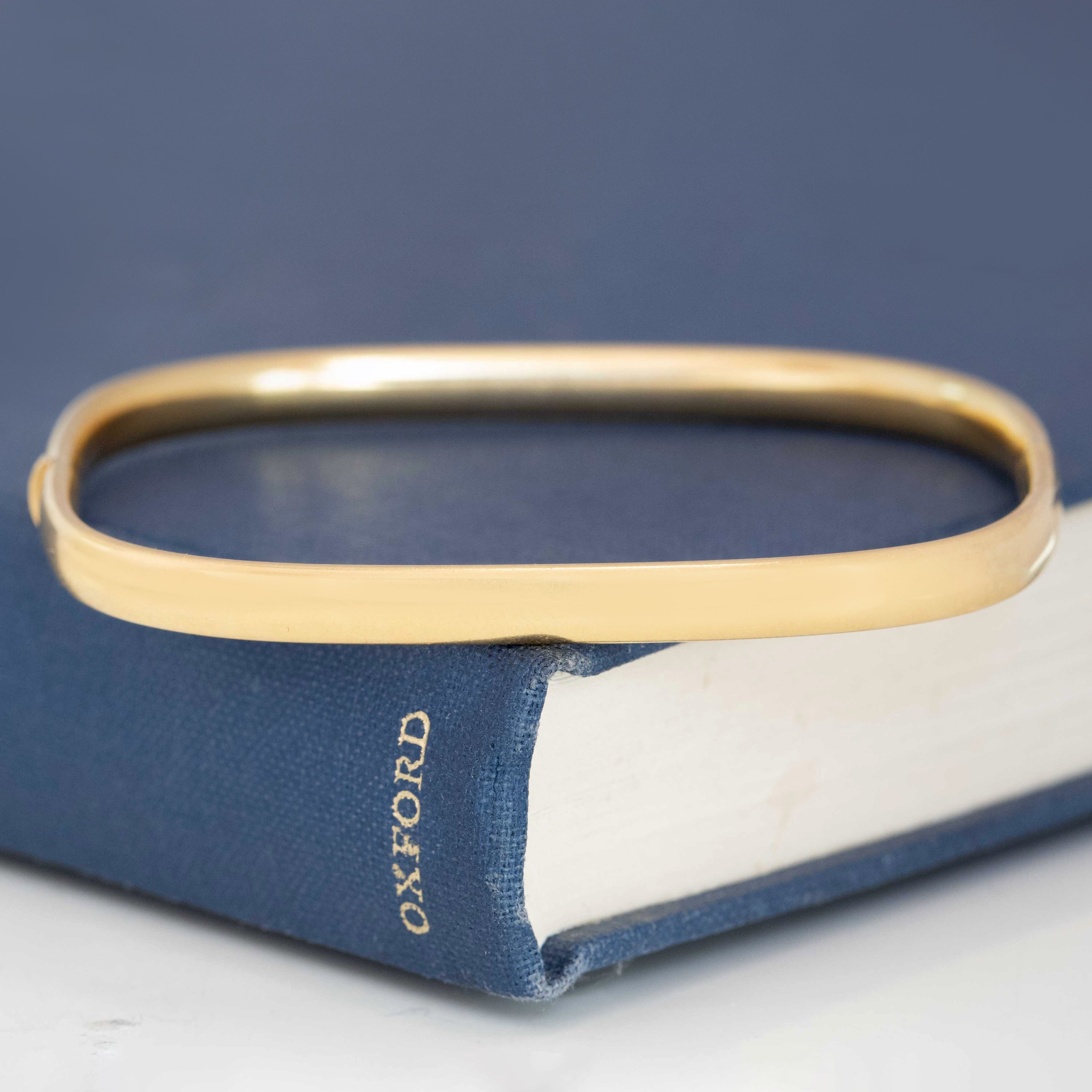 Vintage Yellow Gold Square Bangle, Italian