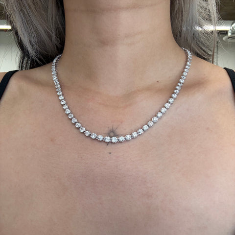 15.71ctw Old European Cut Diamond Compass Bezel Tennis Necklace