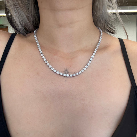 15.71ctw Old European Cut Diamond Compass Bezel Tennis Necklace