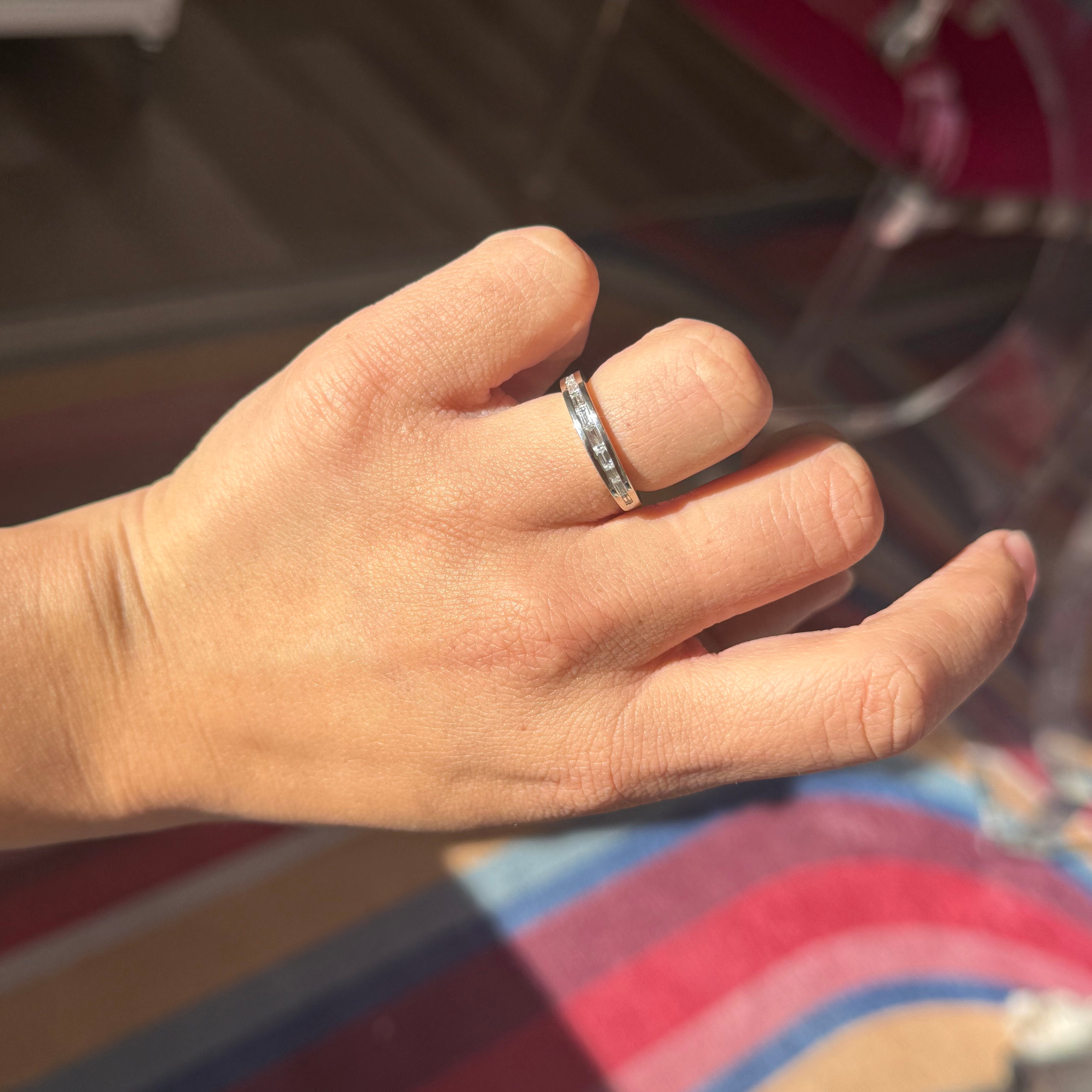 Vintage Baguette Cut Diamond Half Eternity Band