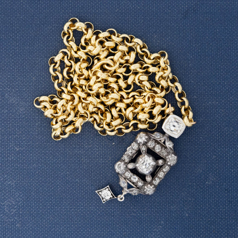 1.60ctw Antique Old Mine Cut Diamond Necklace
