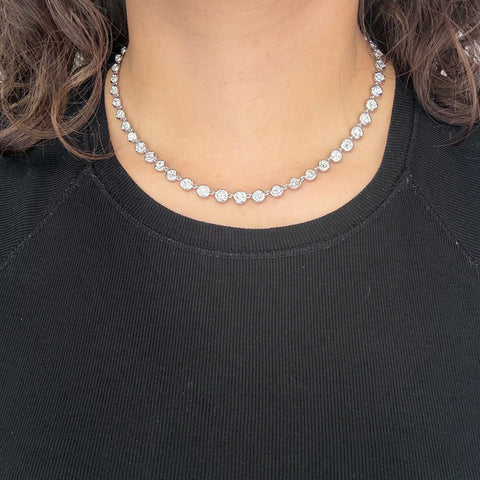 11.07ctw Old European & Old Mine Cut Diamond Collet Tennis Necklace