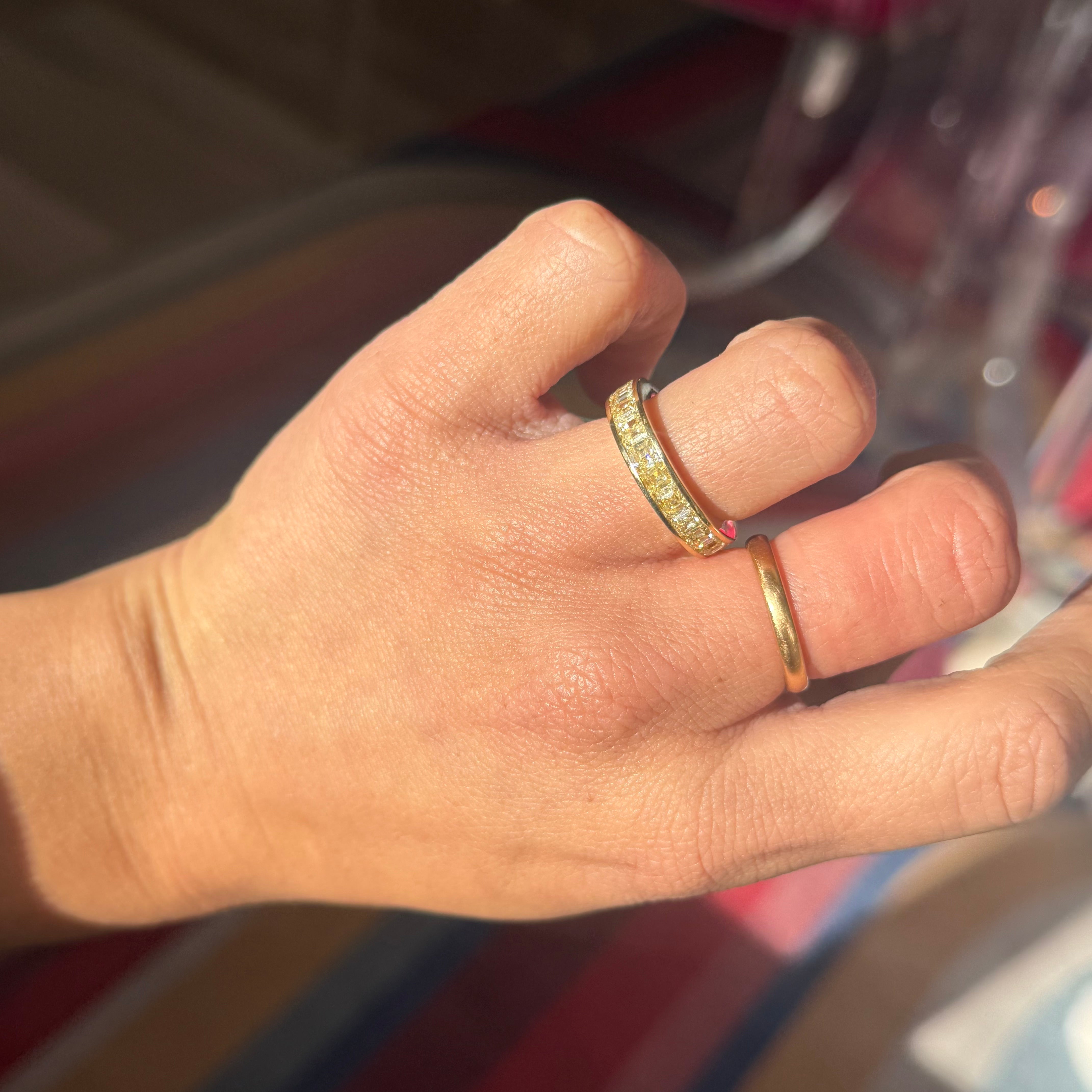 5.06ctw Fancy Yellow Asscher Cut Diamond Eternity Band