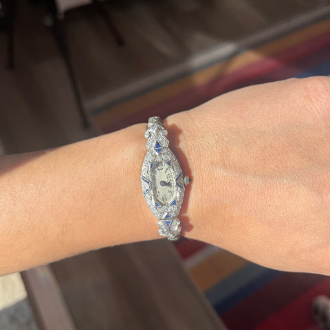 Belle Epoque Edwardian Diamond & Sapphire Ladies Watch