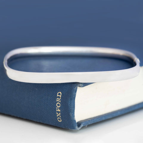 Vintage White Gold Square Bangle, Italian
