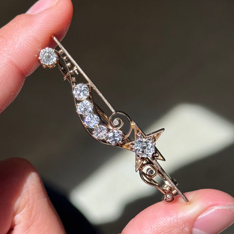 2.00ctw Antique Halley's Comet Brooch