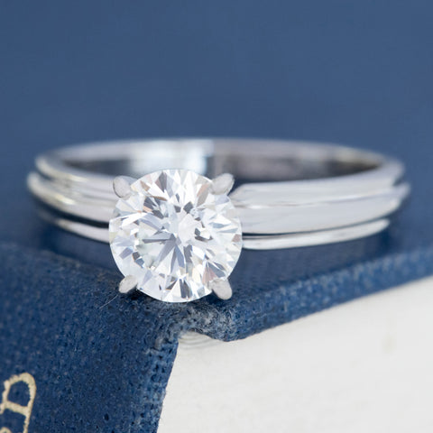 1.04ct Vintage Round Brilliant Cut Diamond Solitaire, GIA J VS2