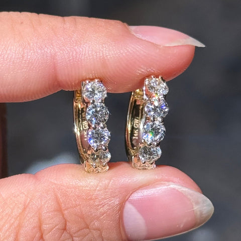 2.30ctw Round Brilliant Cut Diamond Hoop Huggie Earrings