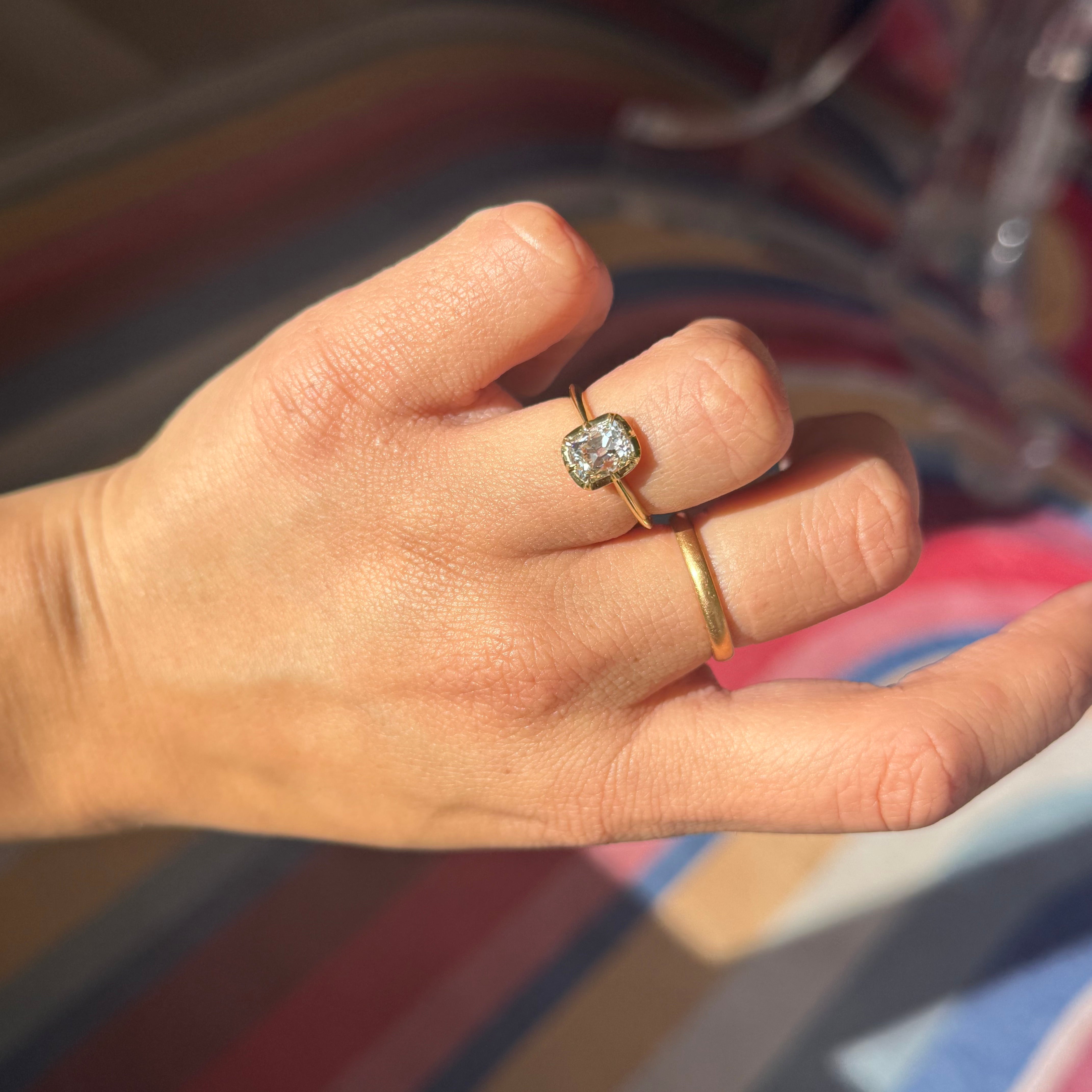 1.53ct Old Mine Cut Diamond Collet Solitaire, GIA N SI1