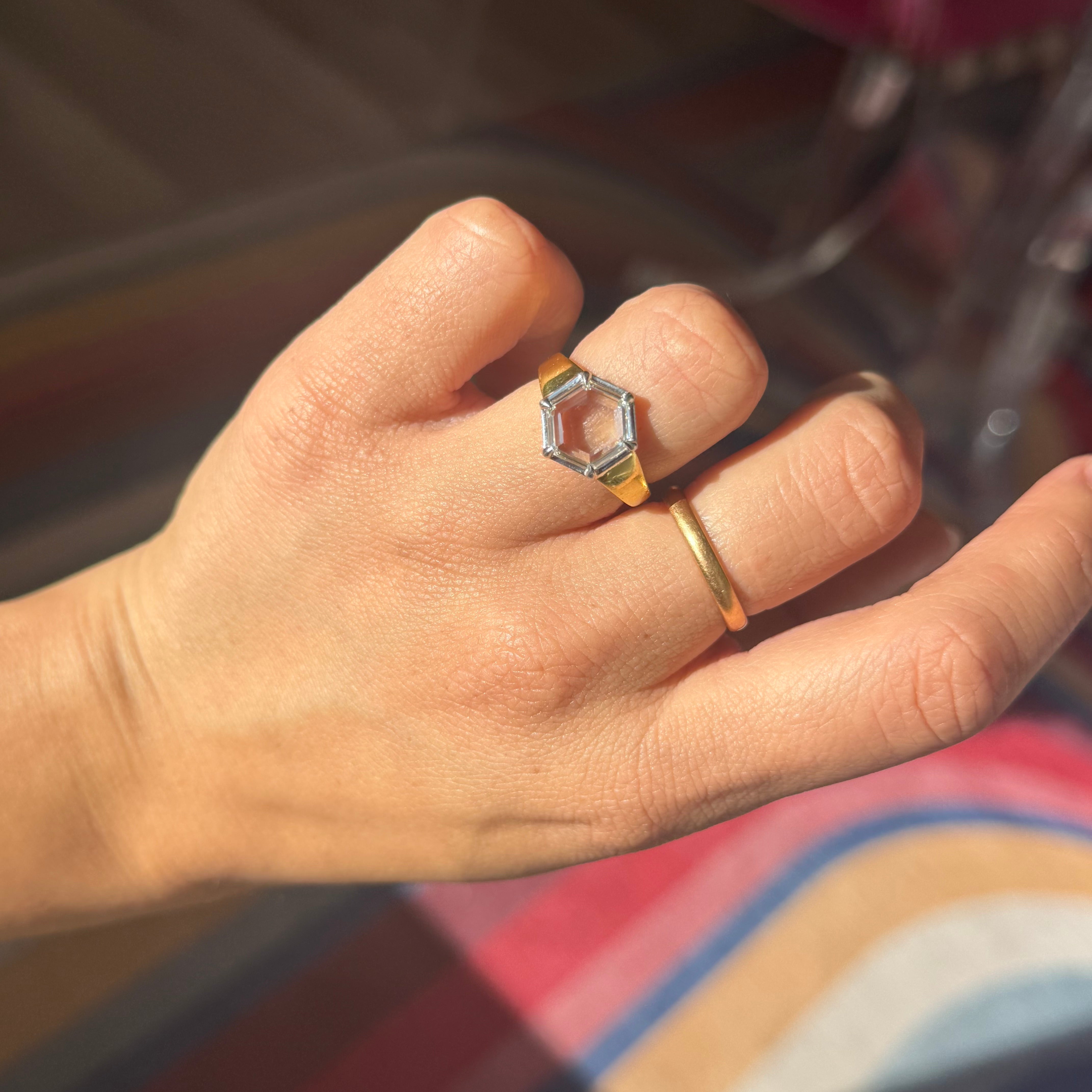 3.00ct Hexagonal Portrait Cut Diamond Solitaire, GIA G VS1