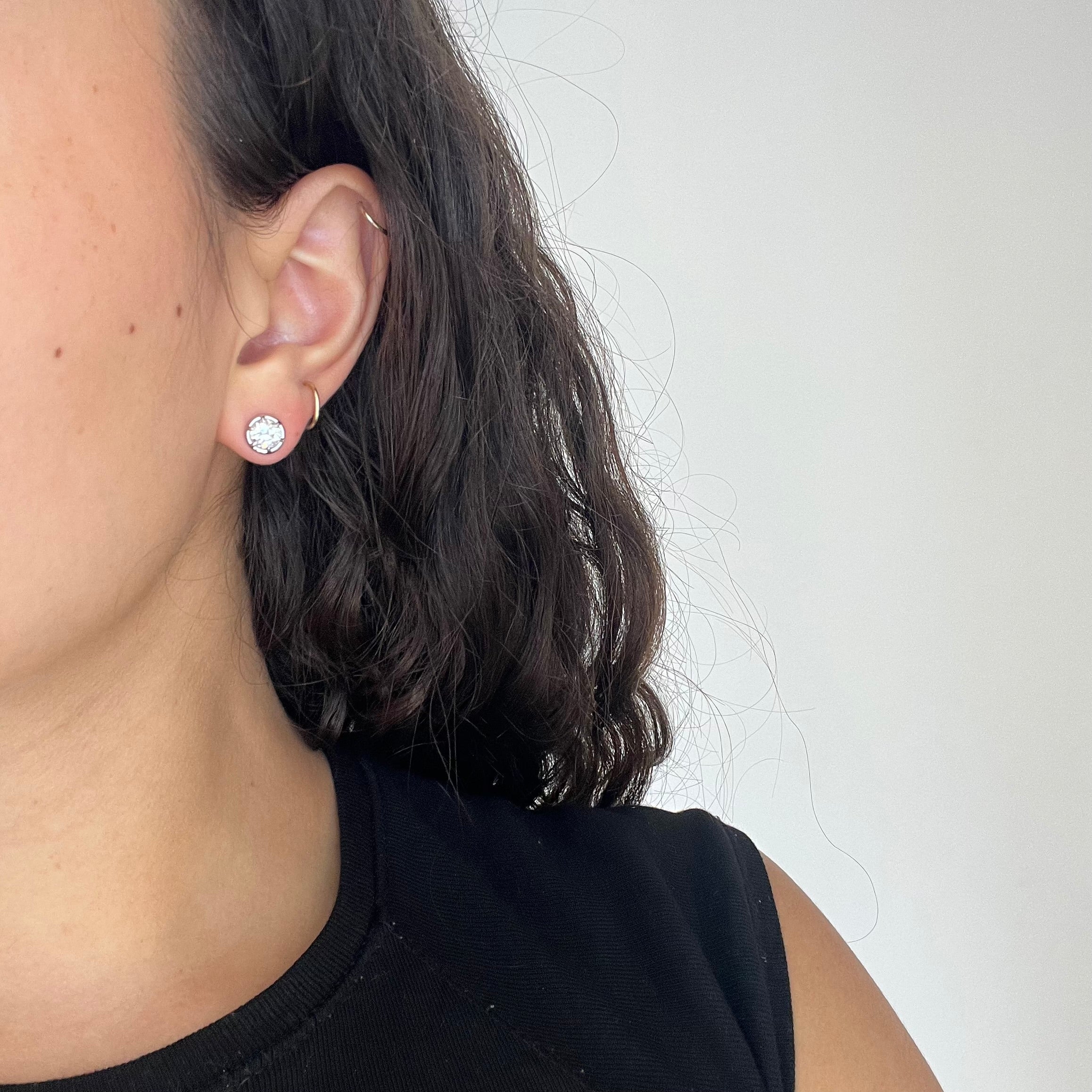 1.58ctw Old European Cut Diamond Collet Stud Earrings