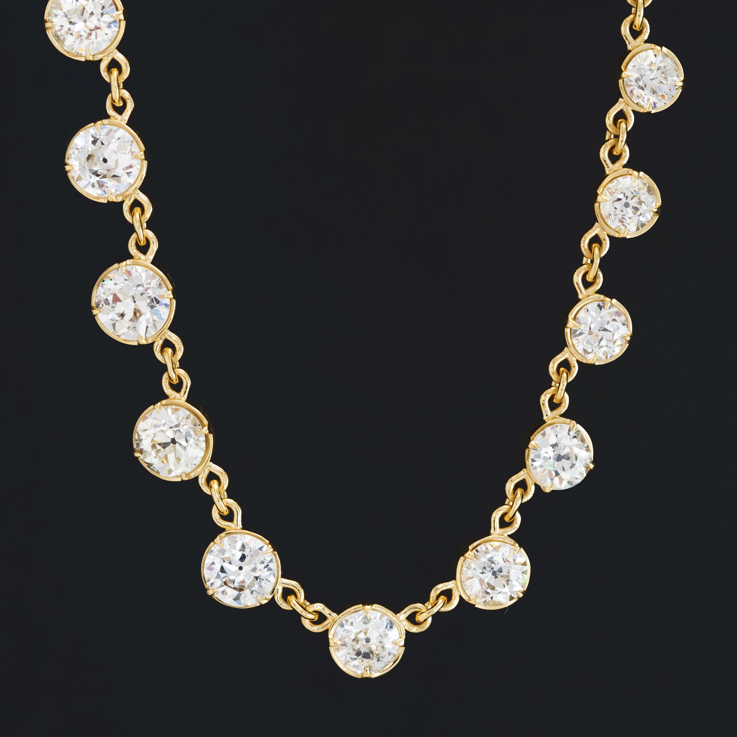 14.69ctw Old European Cut Diamond Riviere/Tennis Necklace
