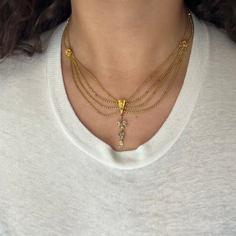 1.03ctw Antique Etruscan Revival Diamond Festoon Necklace