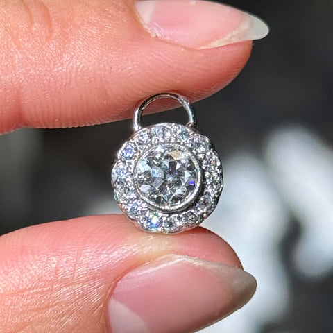 1.25ctw Vintage Old European Cut Diamond Cluster Pendant