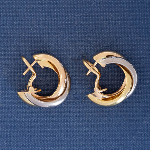 Diamond Trinity Hoops, by Cartier
