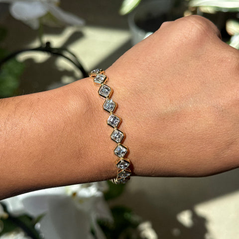 12.76ctw Asscher Cut Diamond Bezel Tennis Bracelet