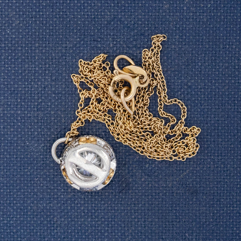 .45ct Vintage Round Brilliant Cut Diamond Engraved Pendant