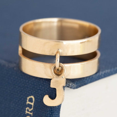 Vintage J Letter Charm Band