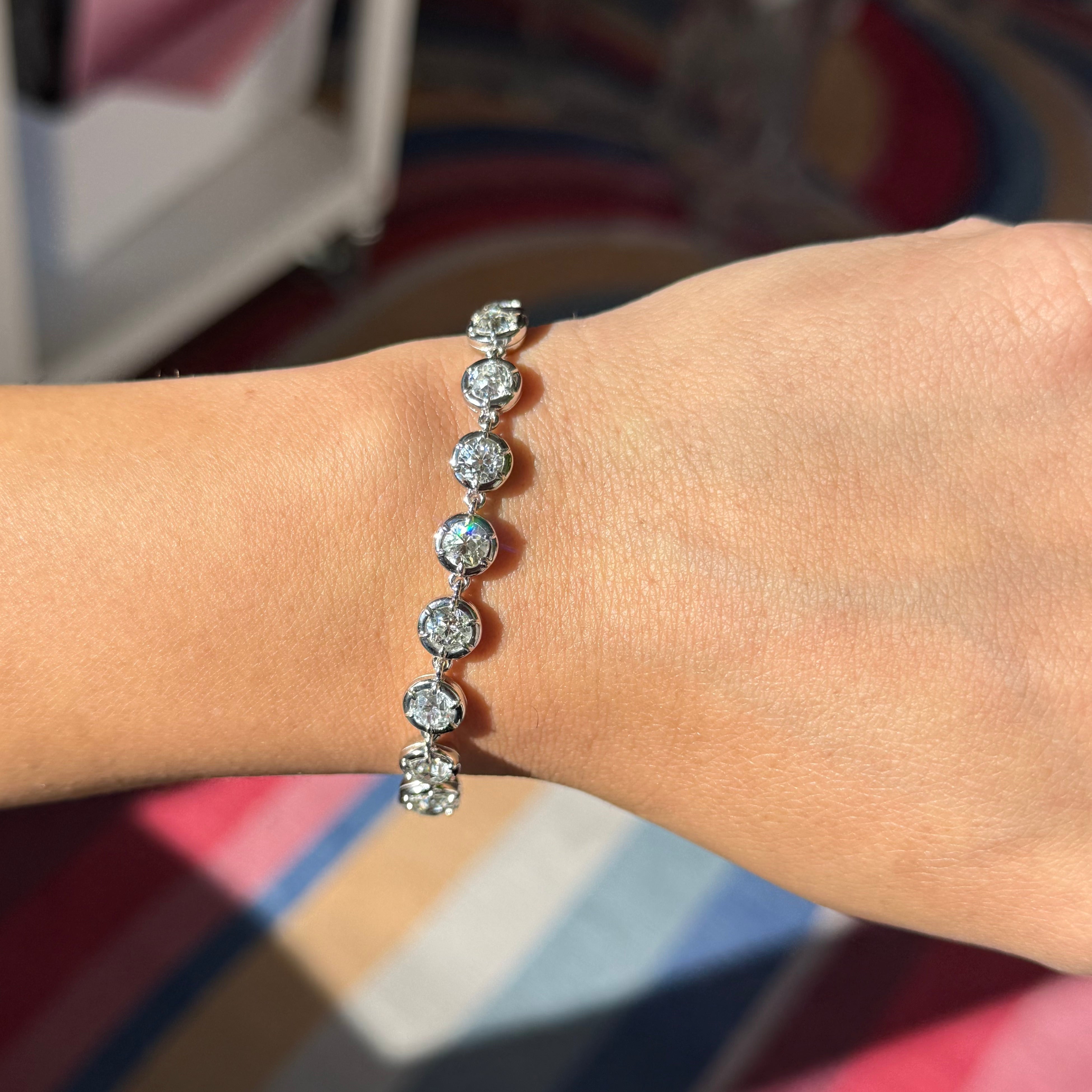 10.20ctw Old European Cut Diamond Collet Tennis Bracelet