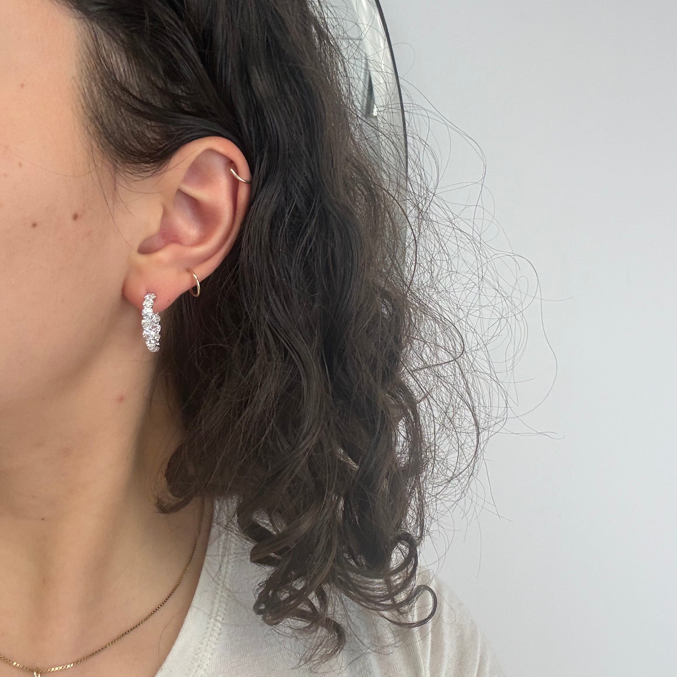 3.76ctw Old European Cut Diamond Inside Out Hoop Earrings