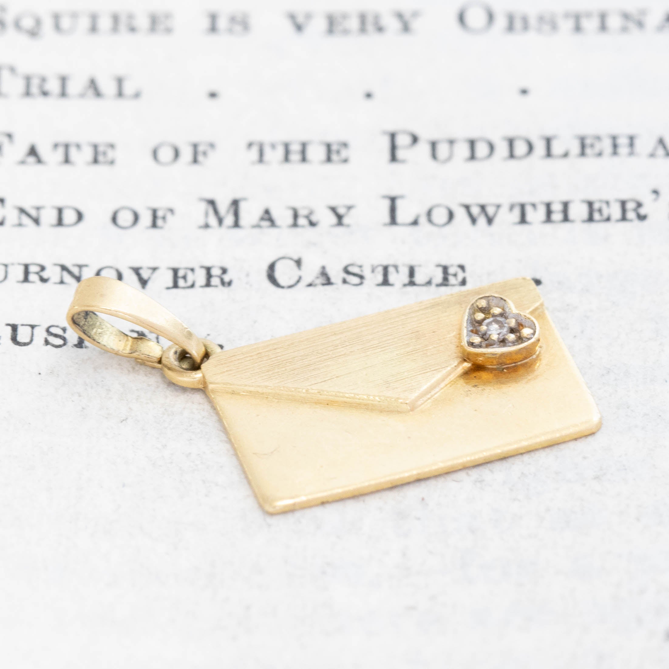 Vintage Diamond Heart Envelope Charm