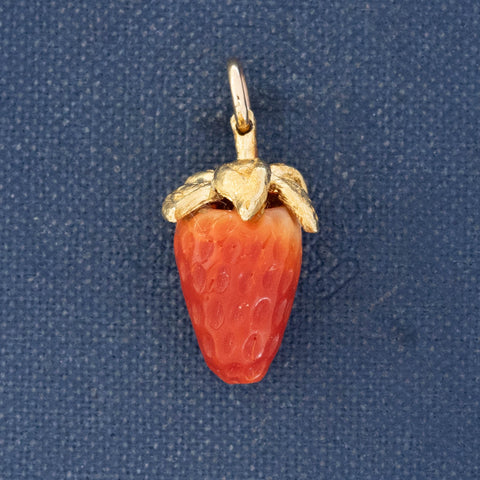 Vintage Coral Strawberry Charm