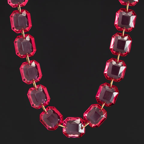 Pink Crystal Necklace and Earrings, by Baccarat