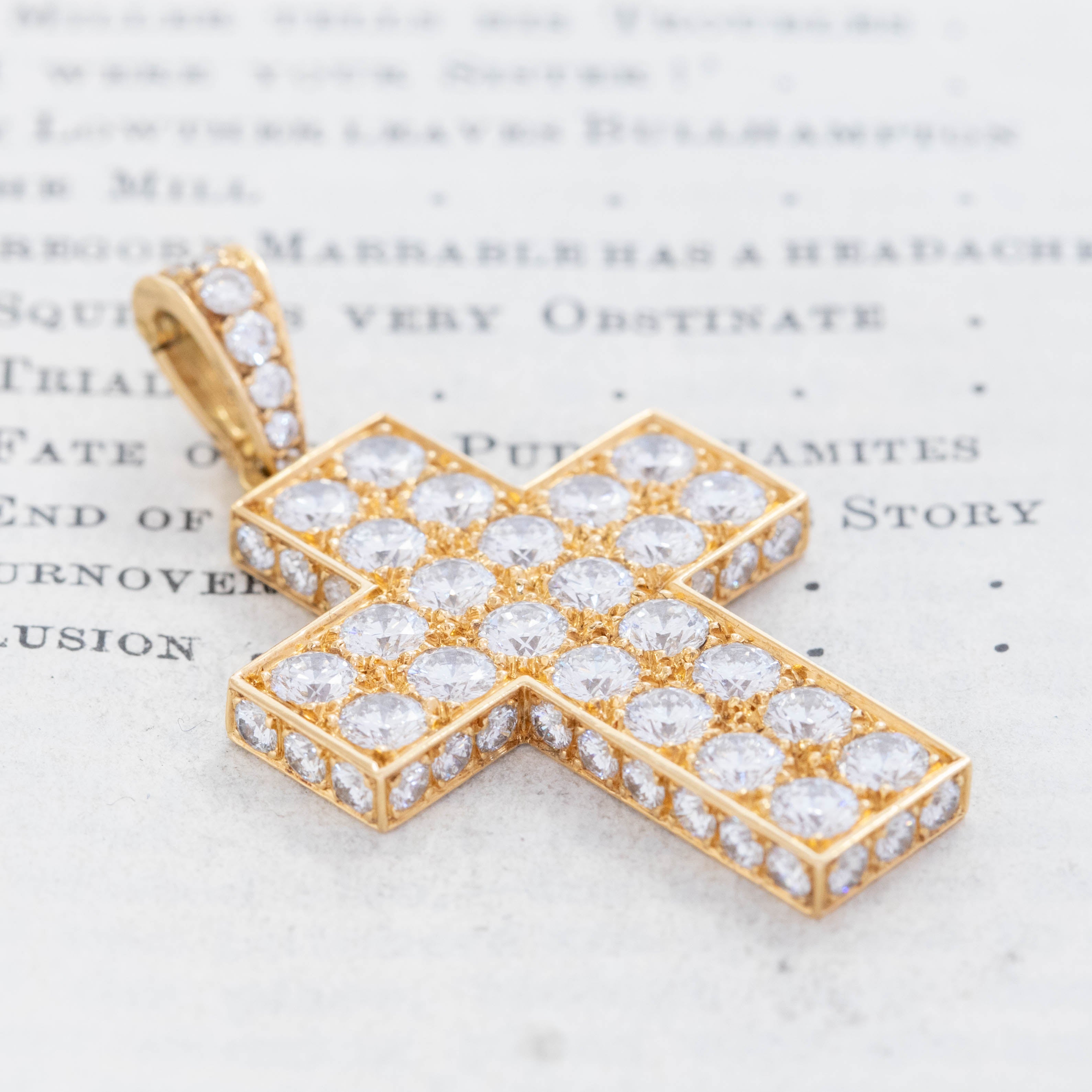 Vintage Round Brilliant Cut Diamond Cross Pendant, Cartier France