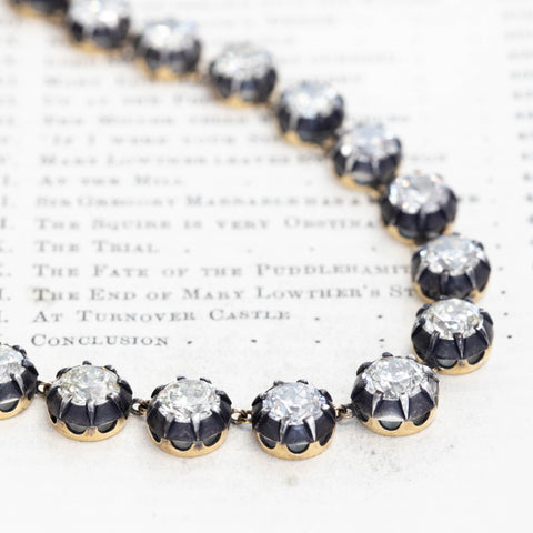 40.58ctw Old European Cut Diamond Collet Riviere Necklace