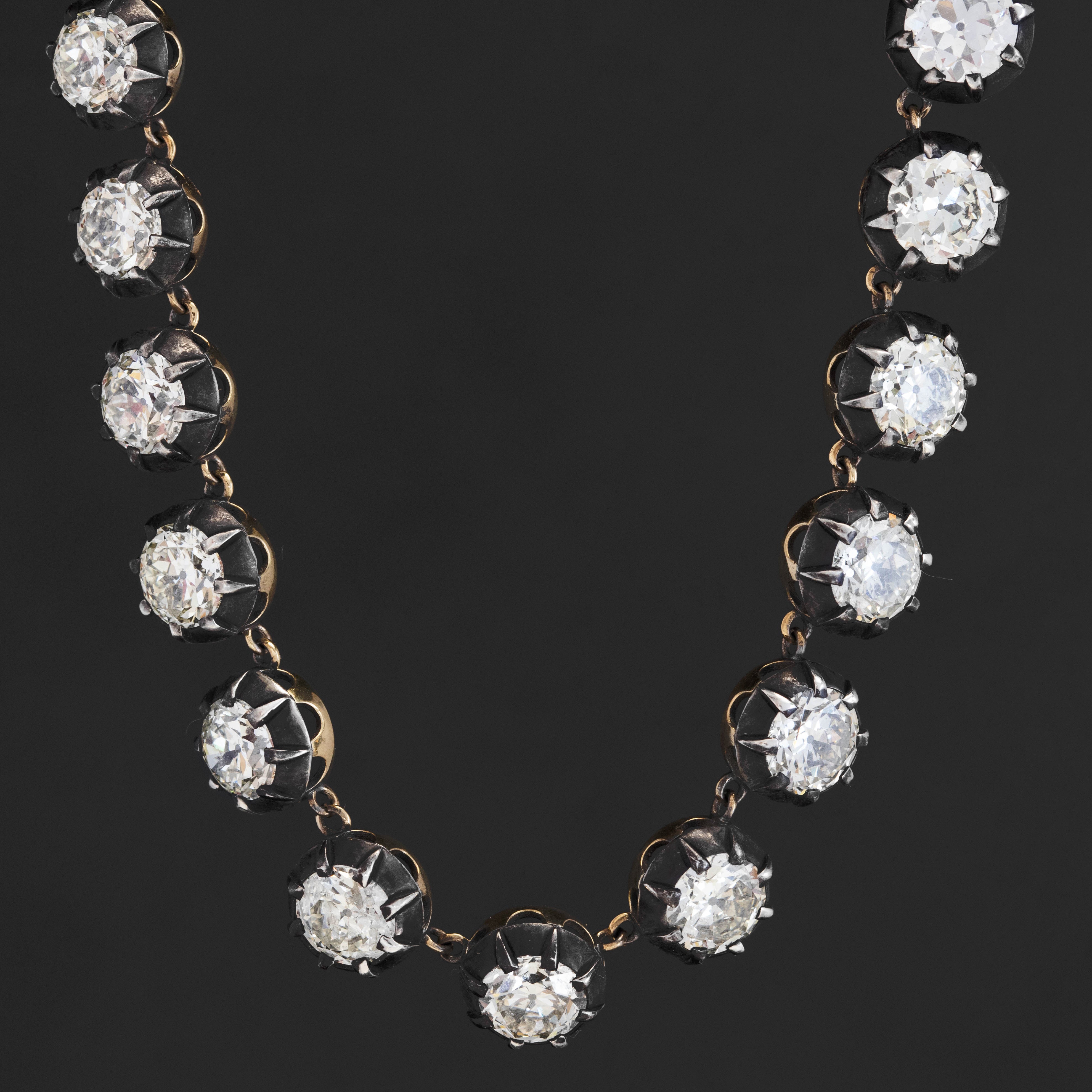 40.58ctw Old European Cut Diamond Collet Riviere Necklace