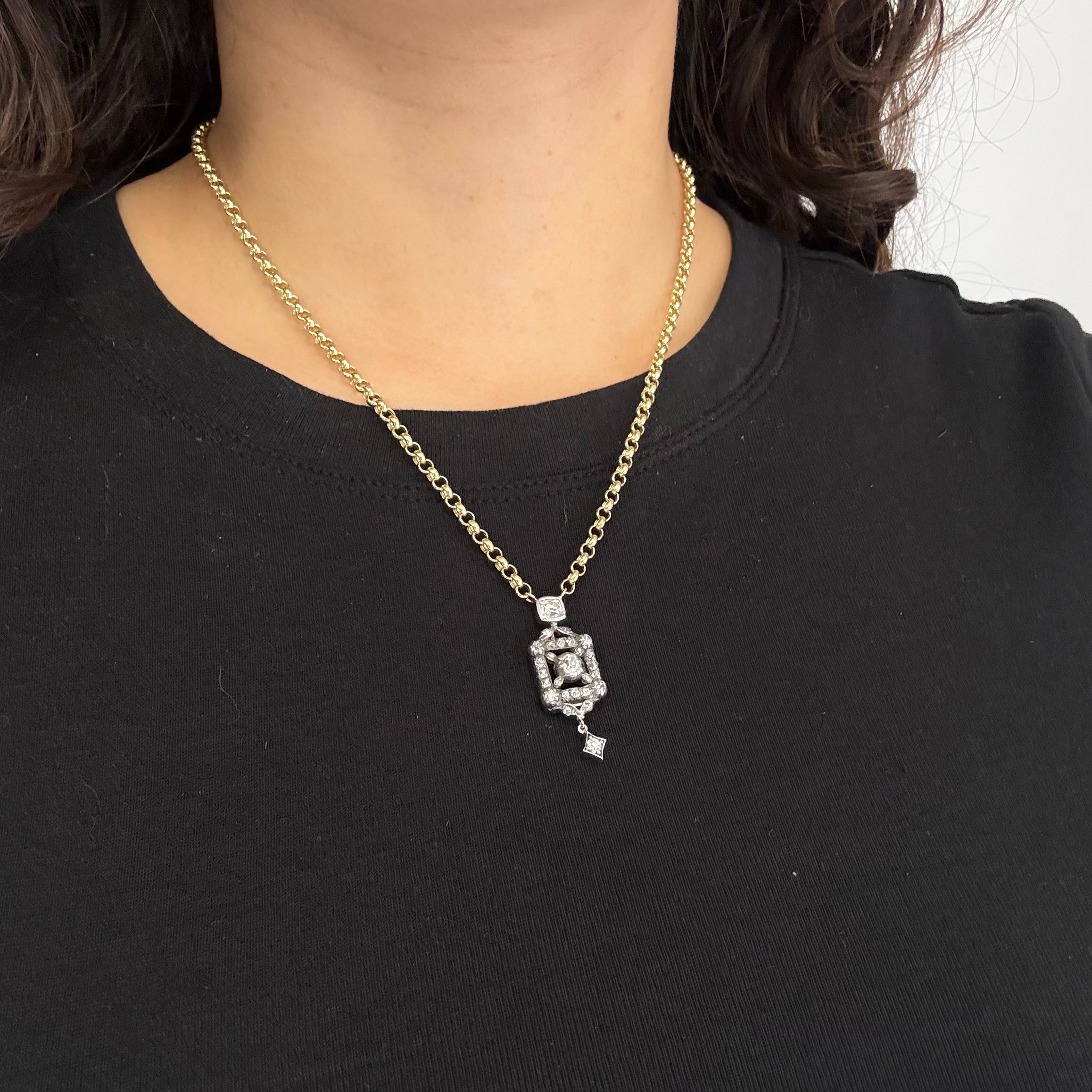 1.60ctw Antique Old Mine Cut Diamond Necklace