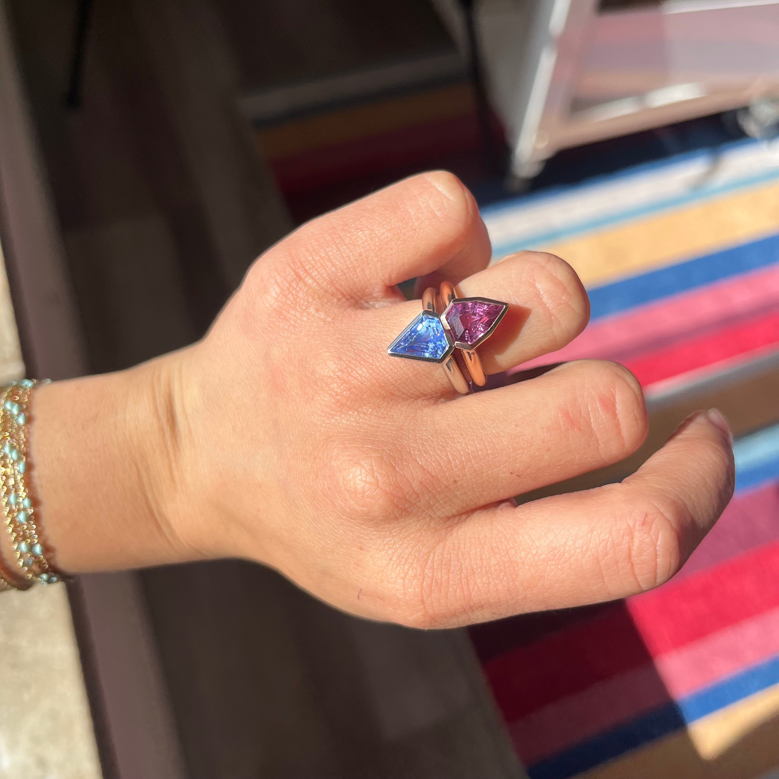 5.71ctw Blue & Pink Sapphire Puzzle Ring