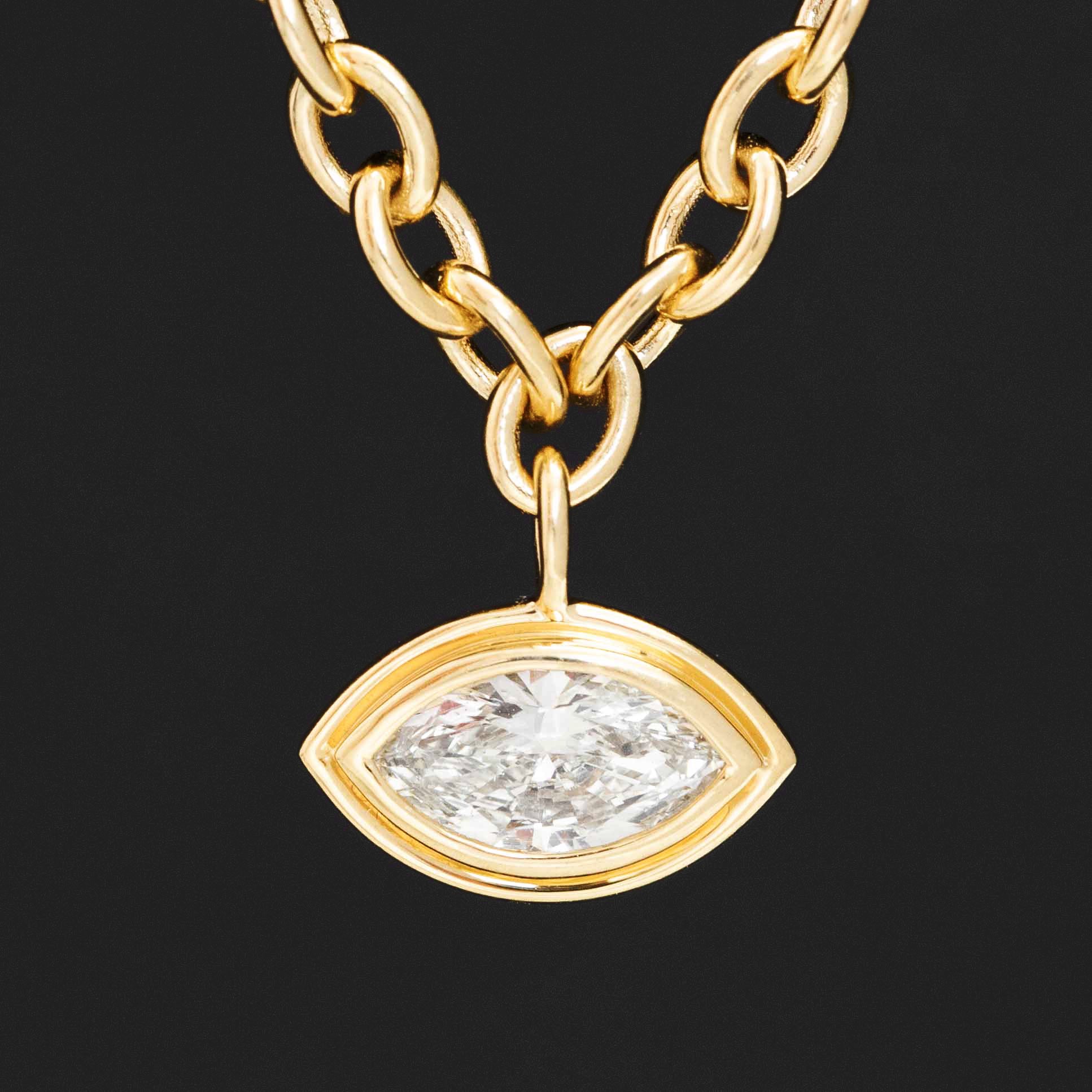 .75ct Vintage Marquise Cut Diamond Necklace