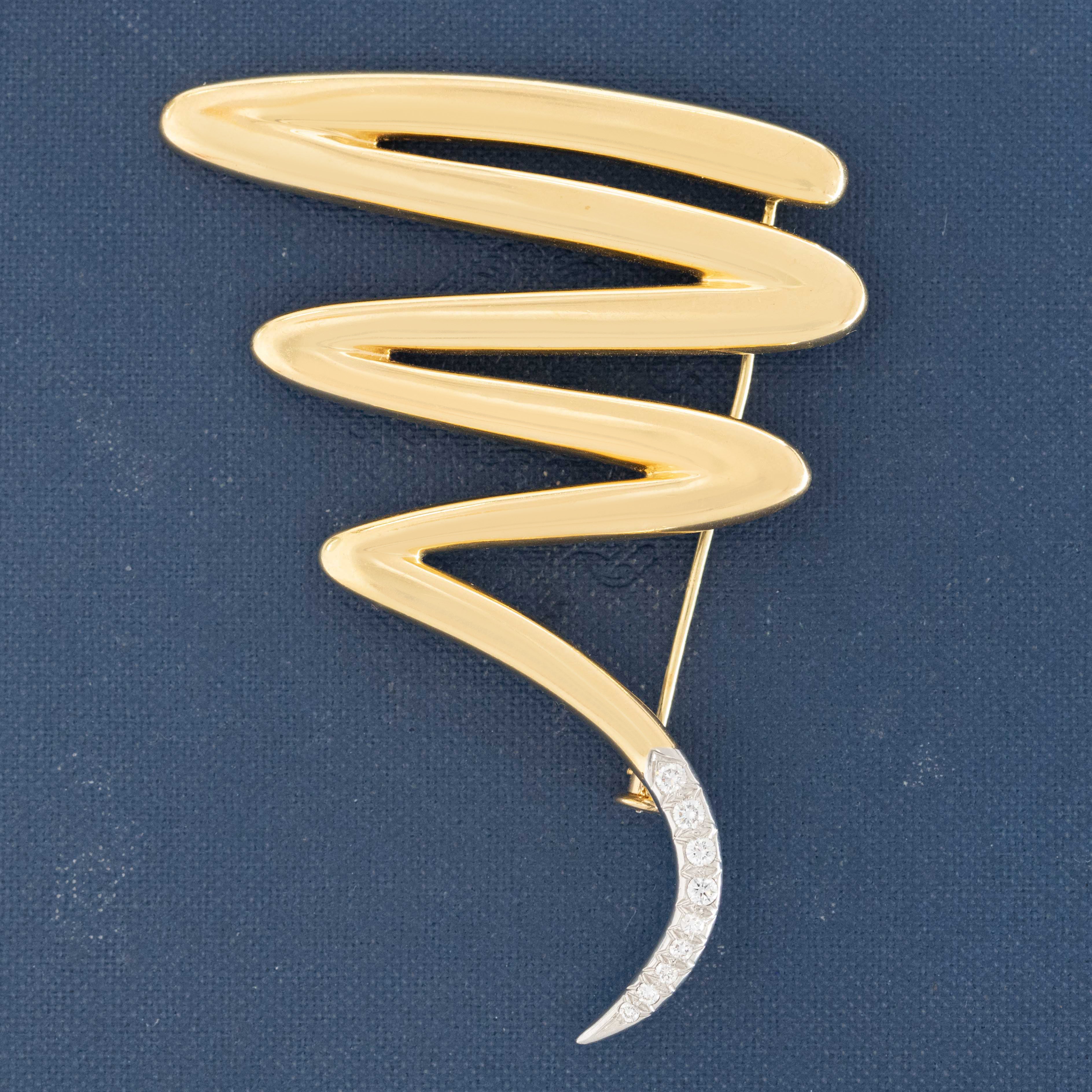 Vintage Jumbo Zig-Zag Diamond Brooch, by Paloma Picasso for Tiffany & Co.