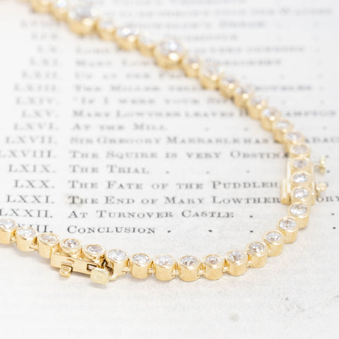 21.27ctw Old European Cut Diamond Bezel Tennis Necklace