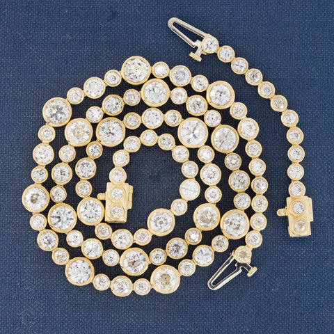 21.27ctw Old European Cut Diamond Bezel Tennis Necklace